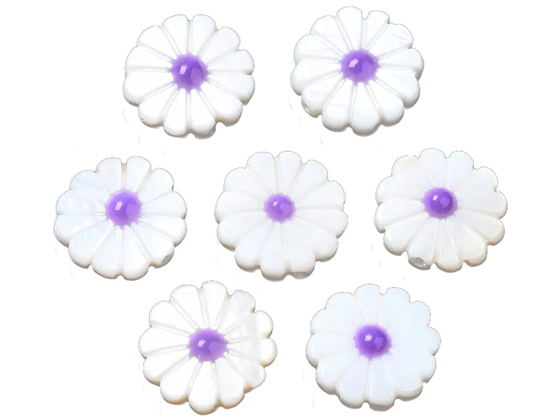 Perle pâquerette à cœur émaillé violet - 12 mm - Image 3