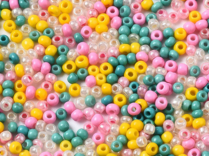 Perles de rocailles en tube - Mélange arc-en-ciel jaune - 2 mm