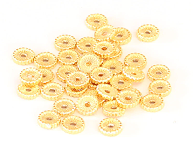 Perle rondelle ethnique 7 x 1,5 mm - dorée à l'or fin - Image 3