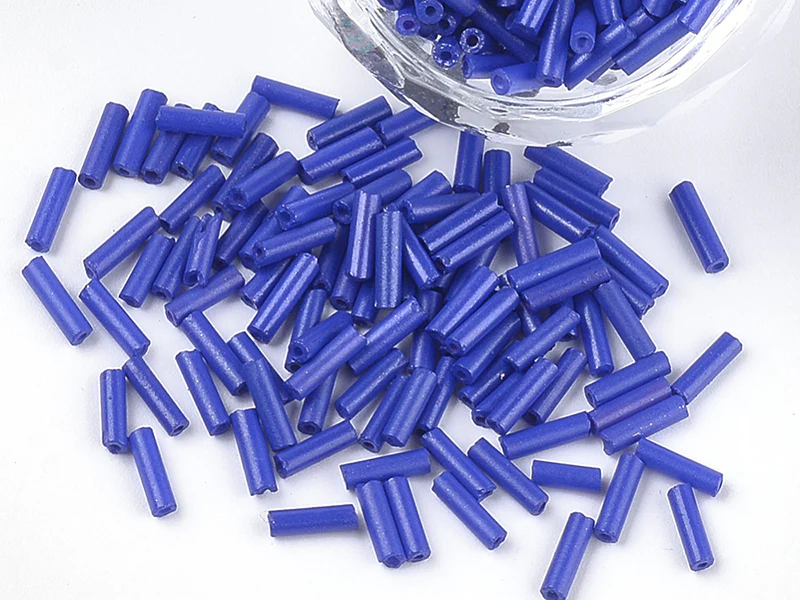 Perles tubes bugle - Bleu cobalt - 6 mm - 10 g - Image 2