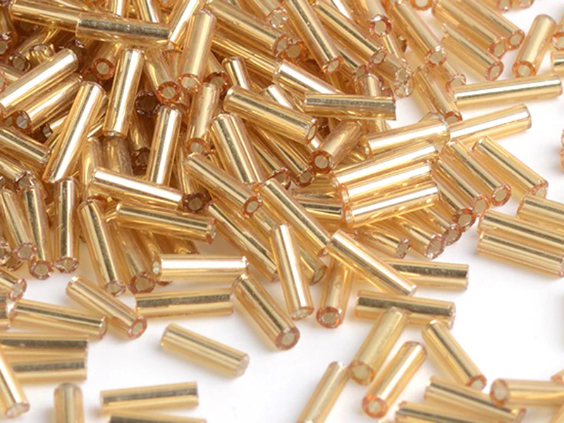 Perles tubes bugles - Doré - 6 mm - 10 g
