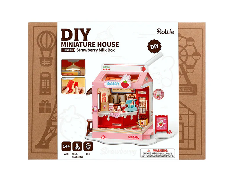 Pièce miniature Milk Box à la fraise DIY - Rolife - Image 4
