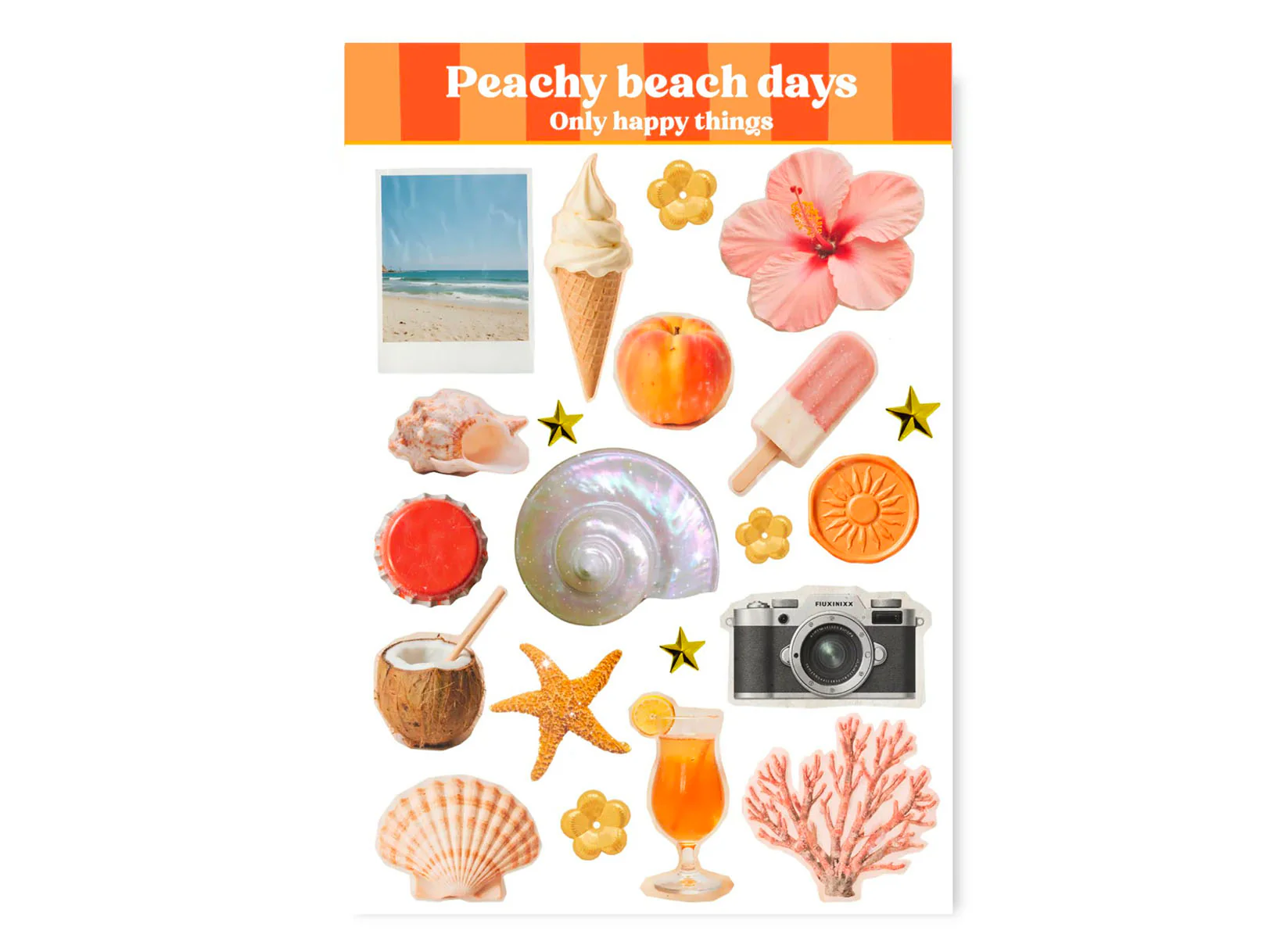 Planches d'autocollants - Jours de plage Peachy A6