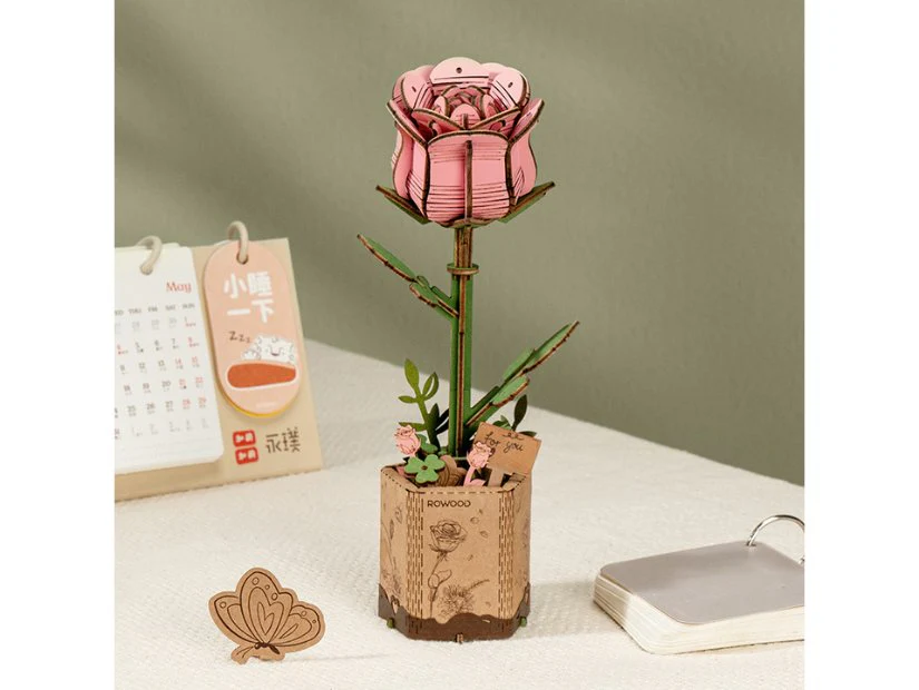 Maquette fleur miniature - Rosier rose (Pink Rose) - Rowood - Image 5