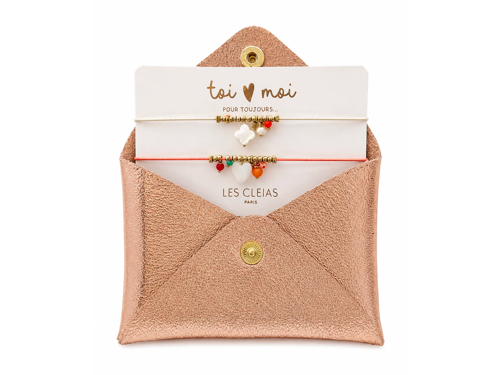 Pochette en cuir et 2 bracelets Mère/Fille - Fête des mères