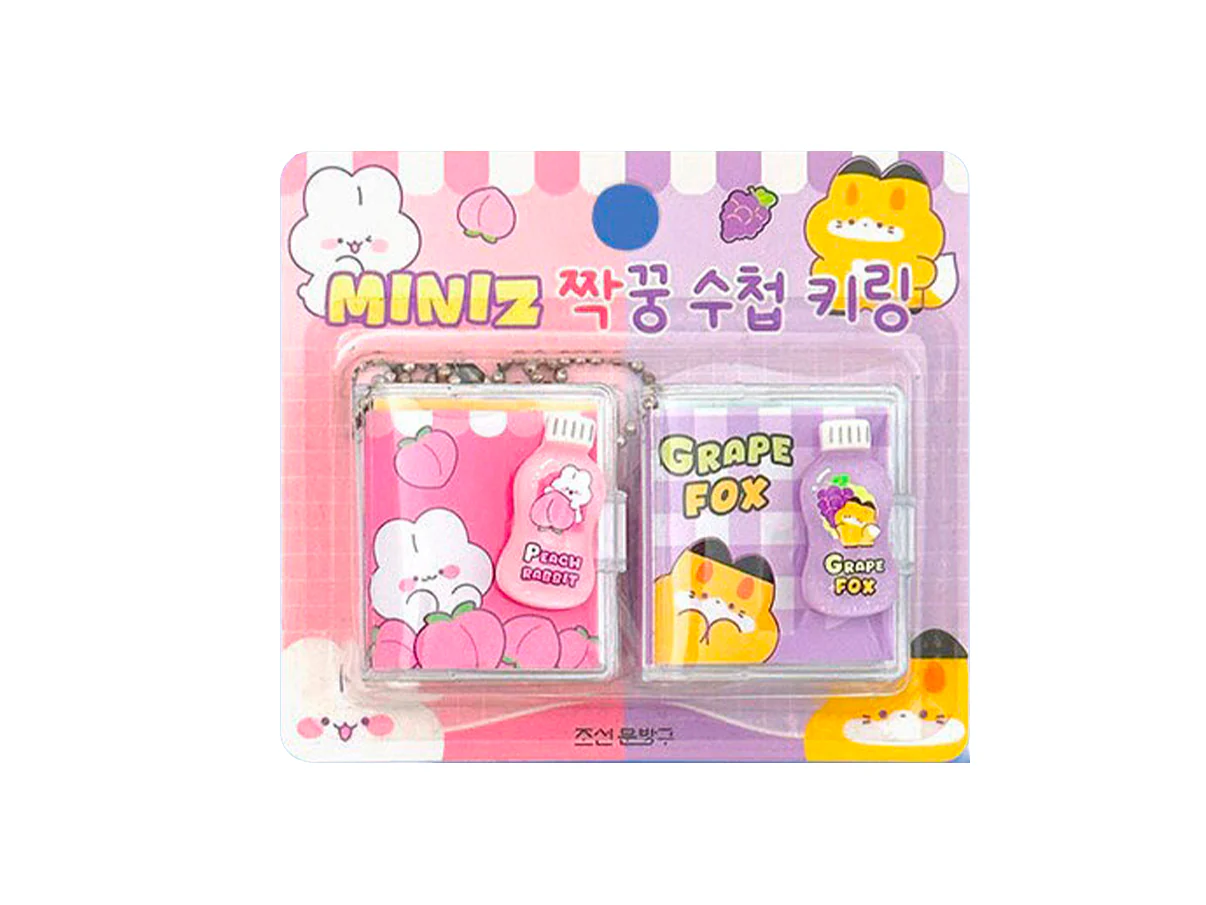 Lot de 2 Porte-clés mini carnets - Miniz Buddy (couleurs aléatoires)