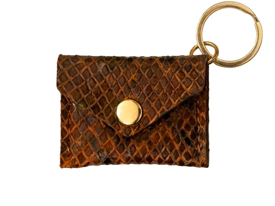 Porte-clés Mini Enveloppe en cuir - Serpent camel