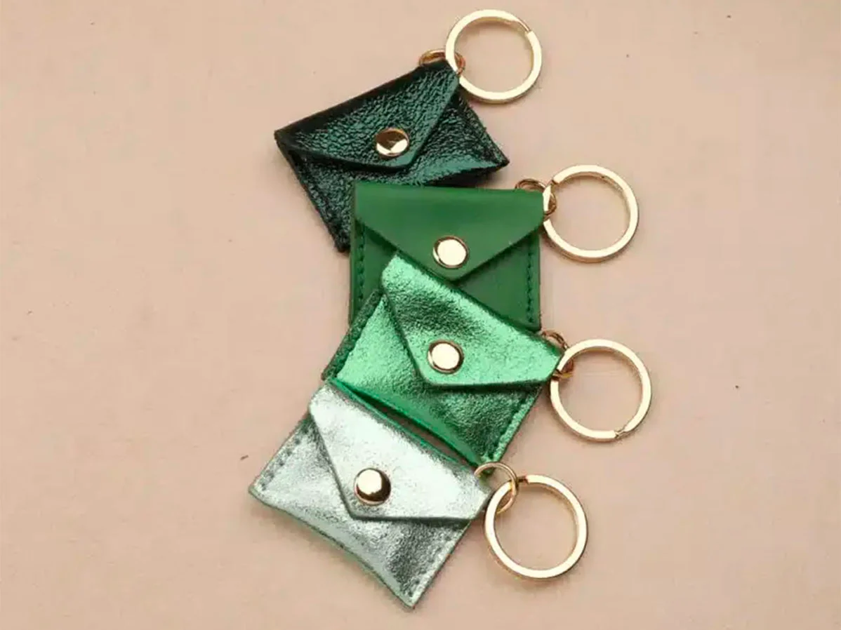 Porte-clés Mini Enveloppe en cuir - Vert anglais - Image 2