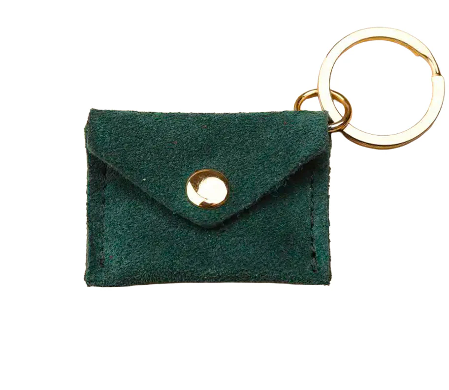 Porte-clés Mini Enveloppe en cuir - Vert sapin