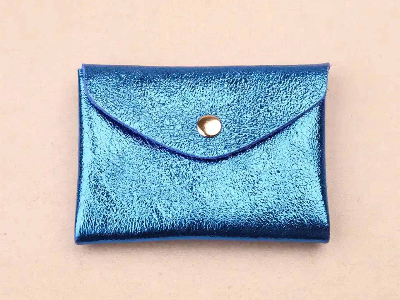 Porte-monnaie Double Cuir -  Bleu métallisé - Image 3