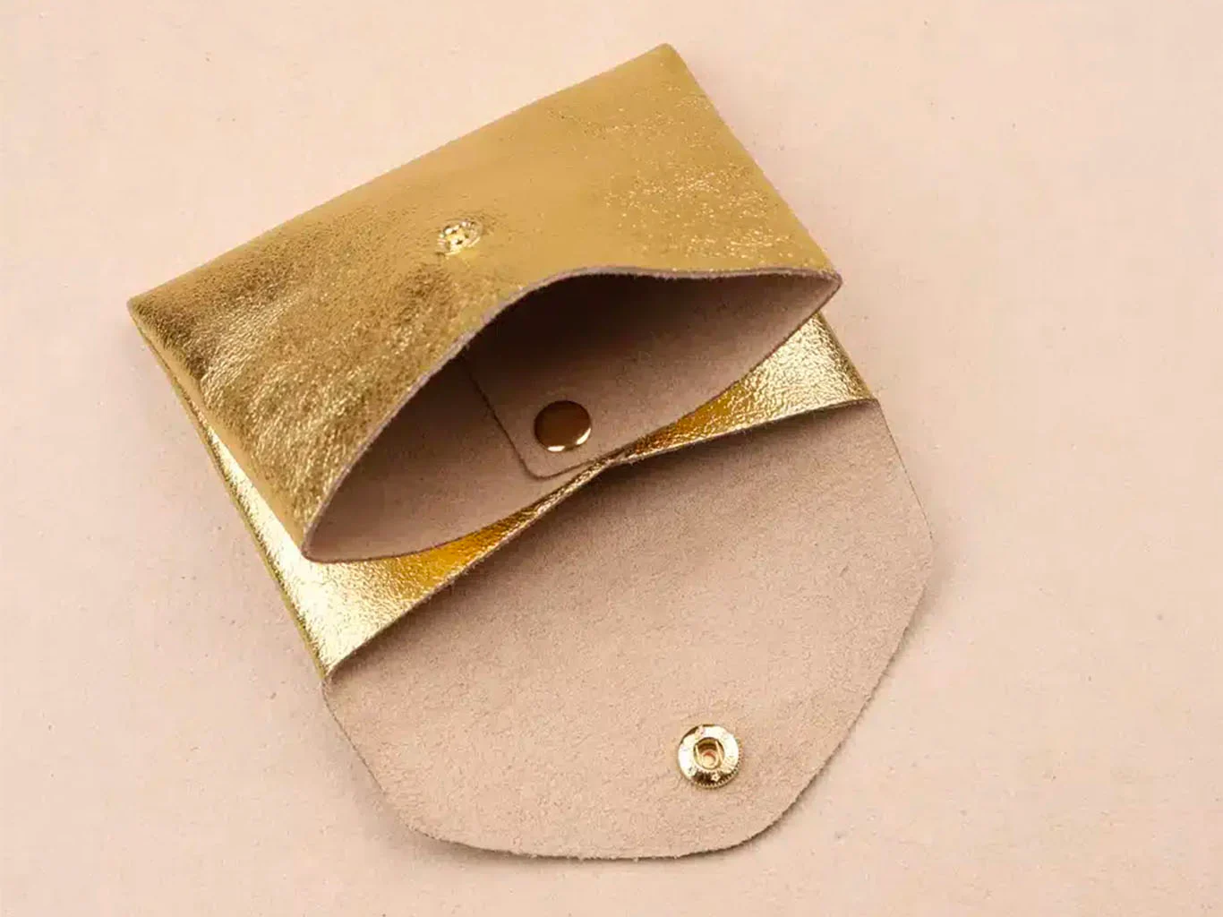 Porte-monnaie Double Cuir - Doré - Image 2