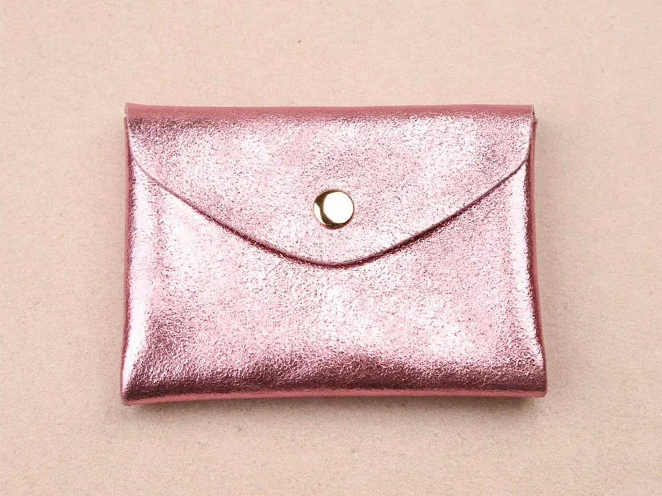 Porte-monnaie Double Cuir - Rose métallisé - Image 3