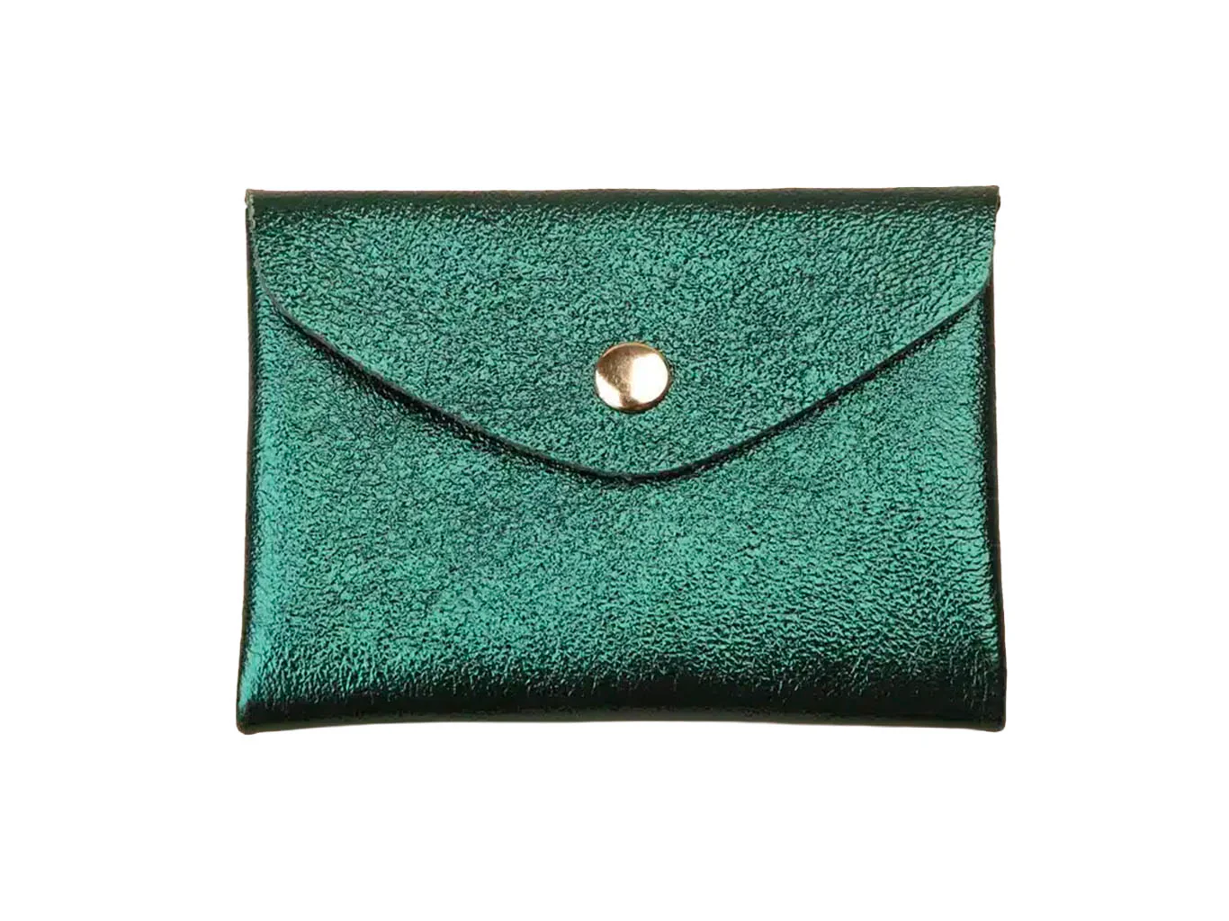 Porte-monnaie Double Cuir - Vert métallisé