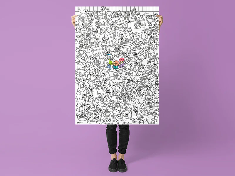 Poster géant à colorier - KITTY - OMY - Image 2