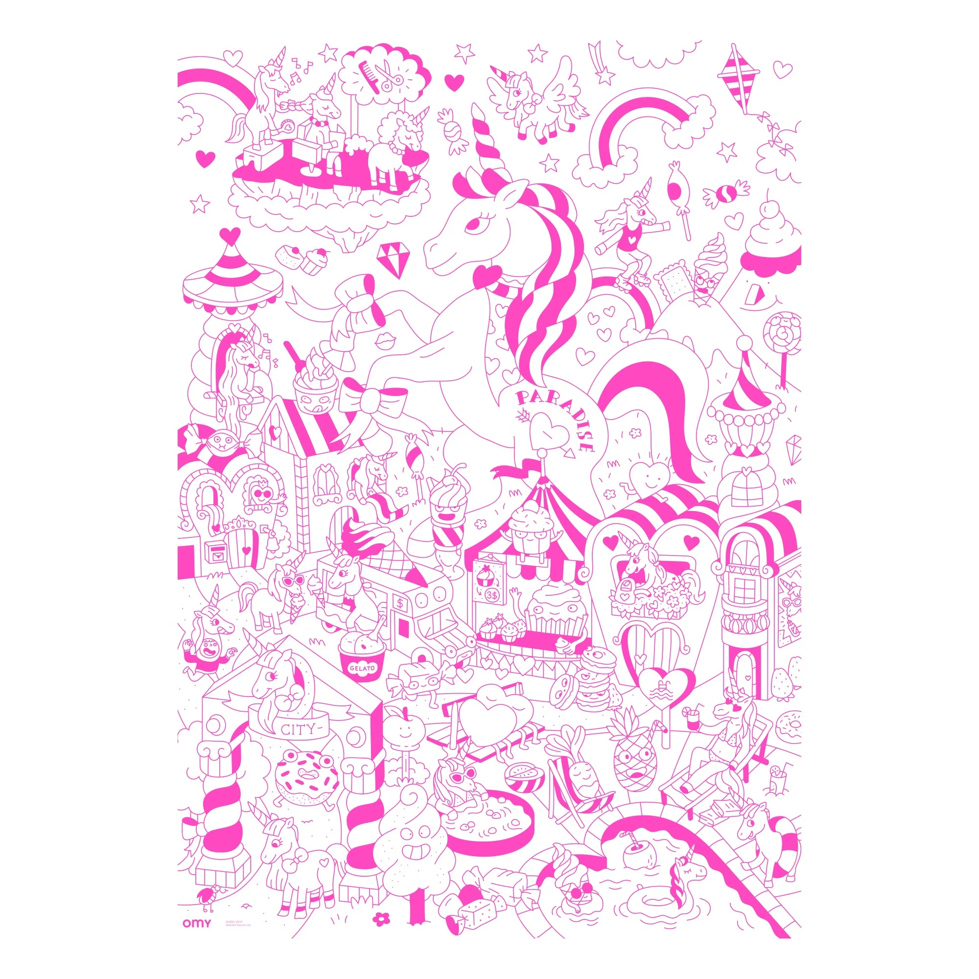 Poster géant en papier à colorier - LILY UNICORN - OMY - Image 3