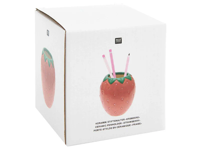 Pot à crayons en céramique fraise - Image 2