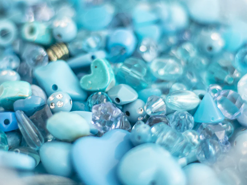Pot de perles en plastique - nuances de bleu - Image 3