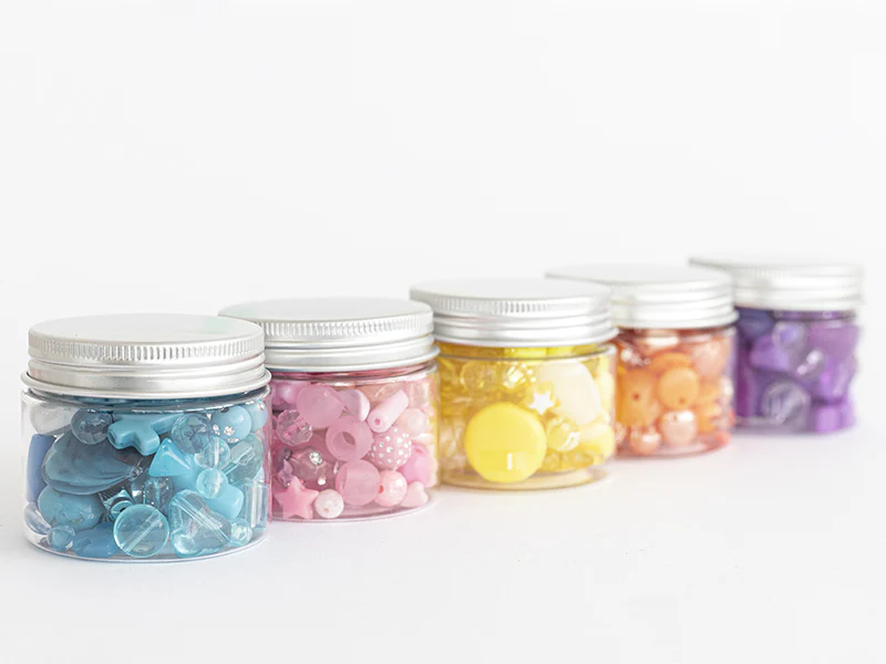 Pot de perles en plastique - nuances de bleu - Image 4