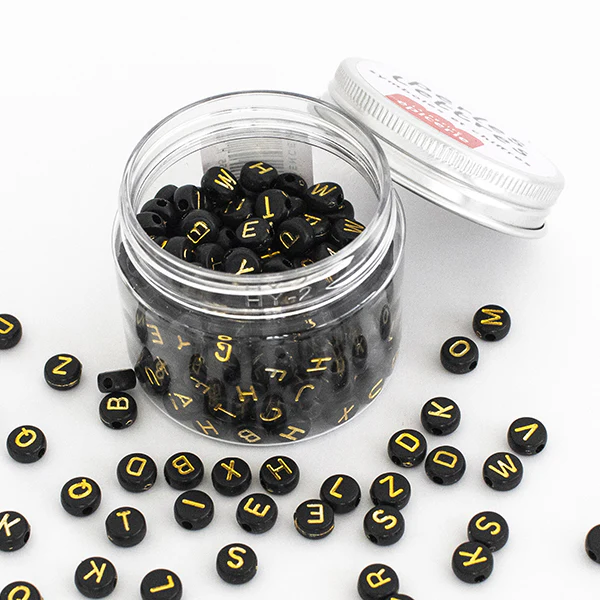 Pot perles lettres – Noires
