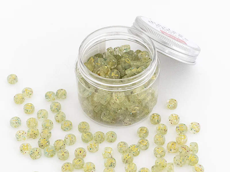 Pot perles lettres – Paillettes or