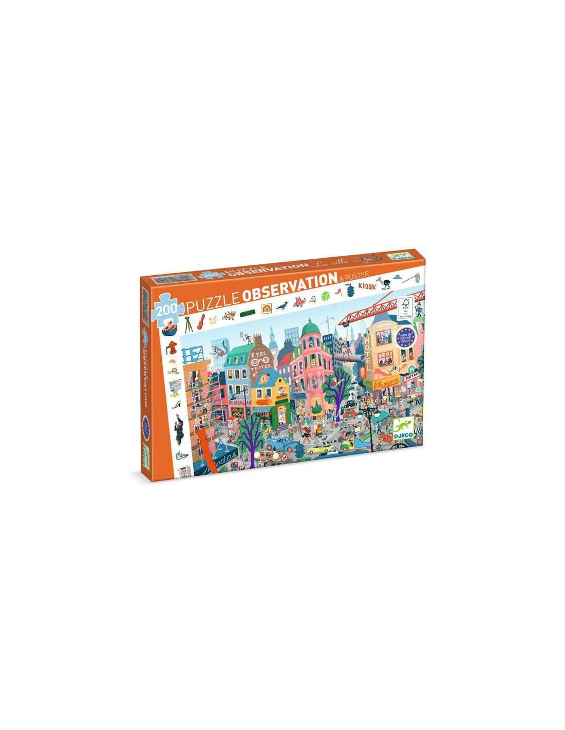 Puzzle et Poster cherche et trouve La ville - 200 pièces Djeco