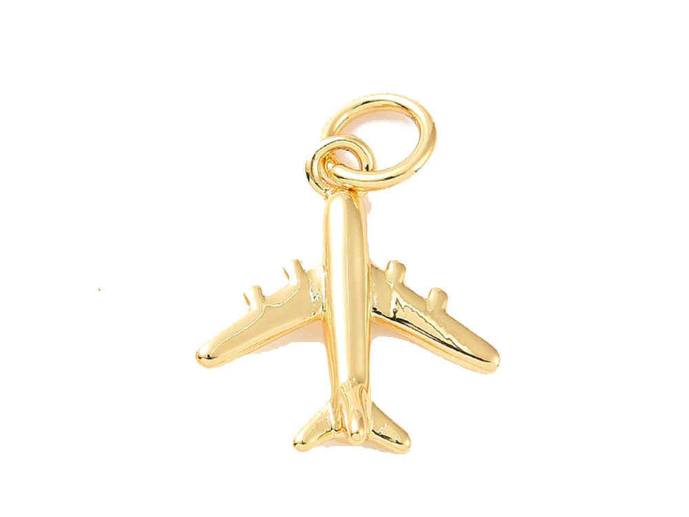 Breloque Avion de ligne doré à l'or fin 18K