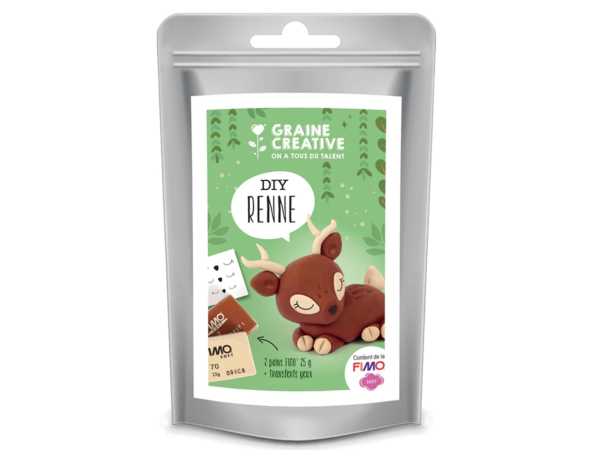 Sachet Fimo renne - Kit créatif de modelage pour noël