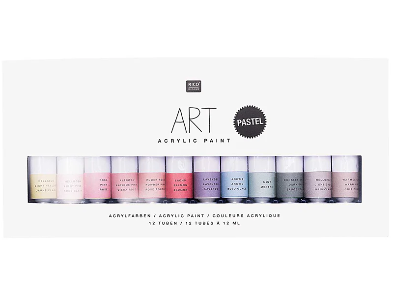 Set de 12 tubes de peinture acrylique - pastel