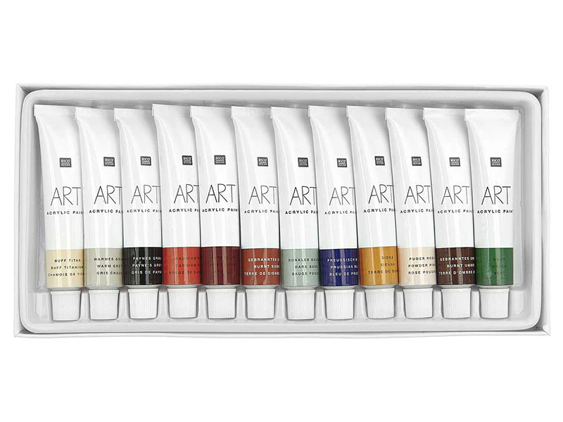 Set de 12 tubes de peinture acrylique - Terre - Image 2