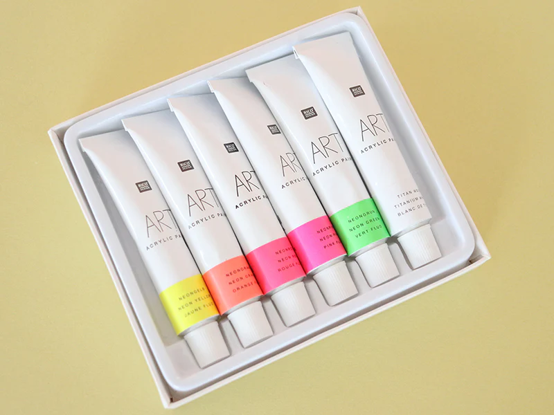 Set de 6 tubes de peinture acrylique - néon - Image 3