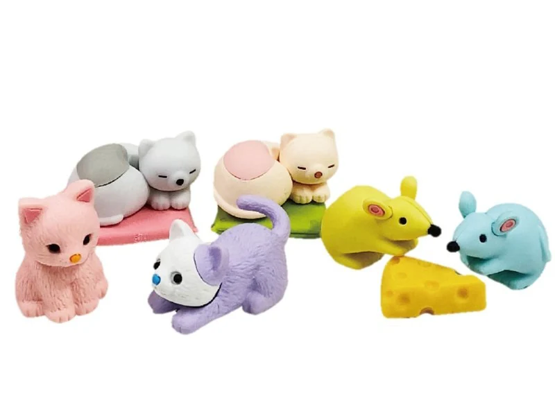 Set de gommes kawaii - Chat et Souris - Iwako (Made in Japan) - Image 2