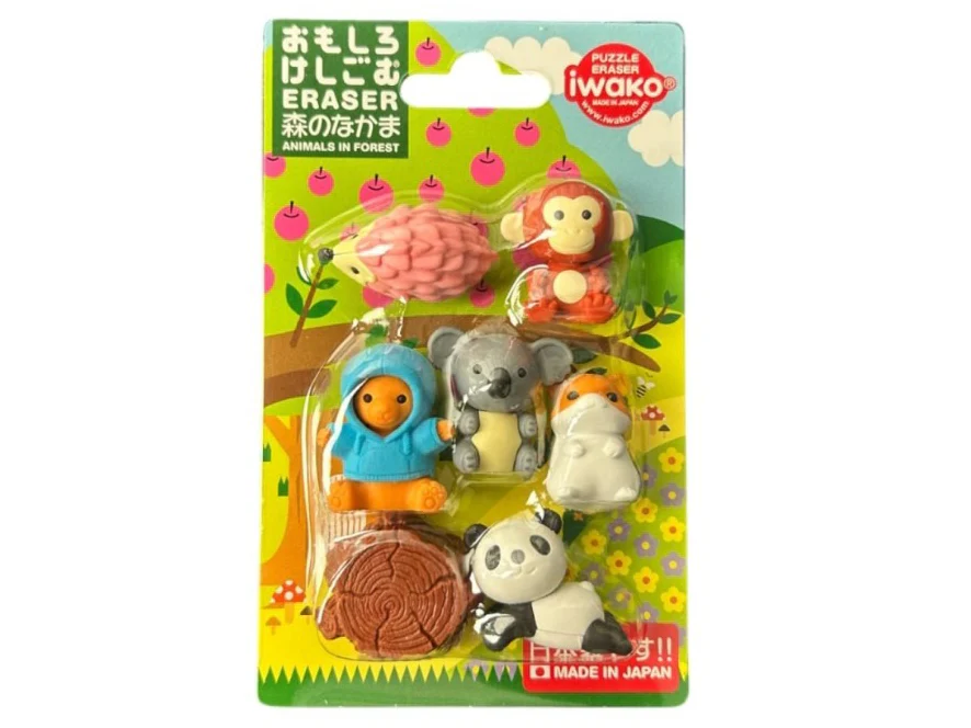 Set de gommes kawaii - Les animaux de la forêt - Iwako (Made in Japan)