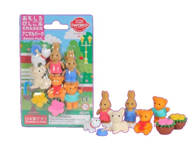 Set de gommes kawaii - Les animaux du parc - Iwako (Made in Japan) - Image 3