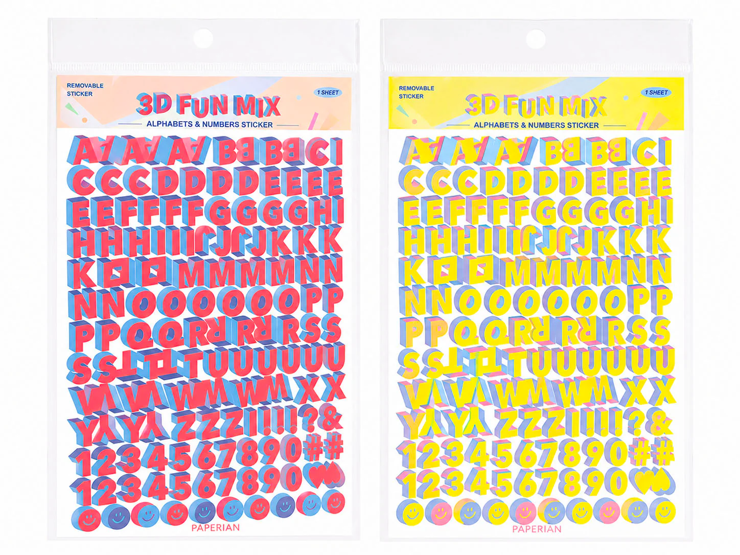 Stickers 3D lettres et chiffres - Jaune - Image 2