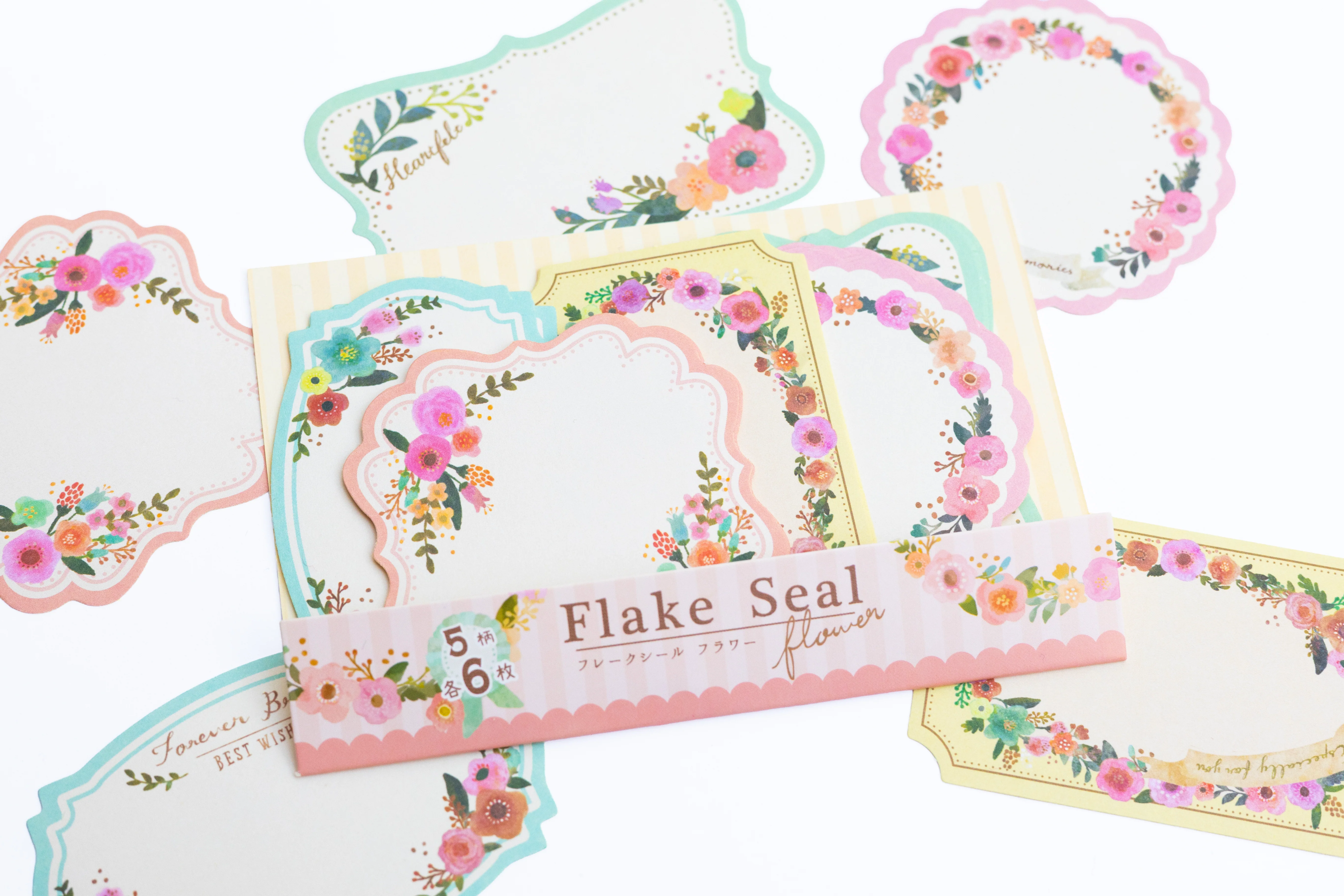 Stickers étiquettes en papier - Fleurs bleu-gris, lot de 30