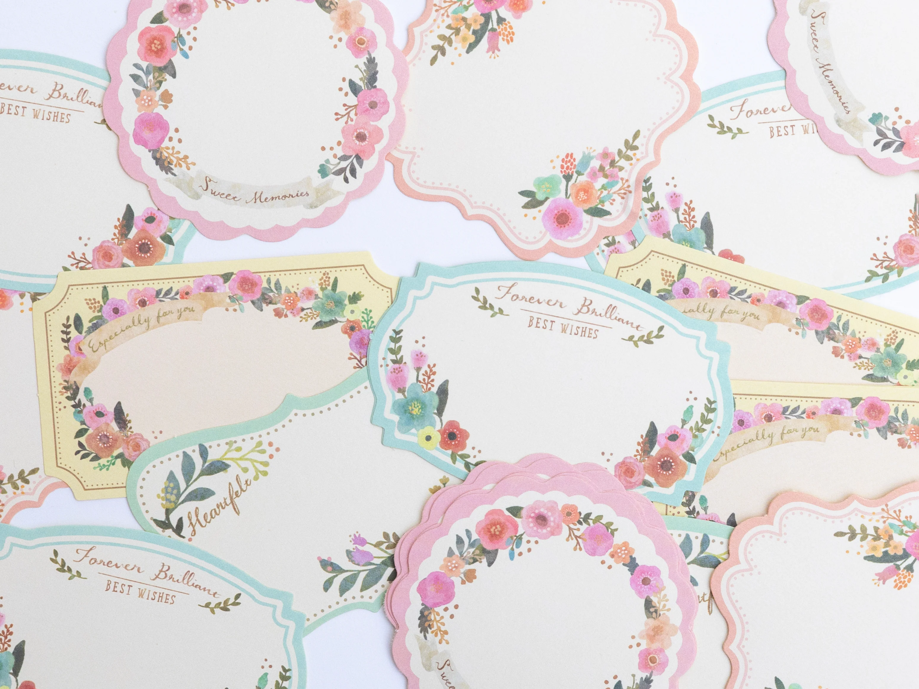 Stickers étiquettes en papier - Fleurs bleu-gris, lot de 30 - Image 4
