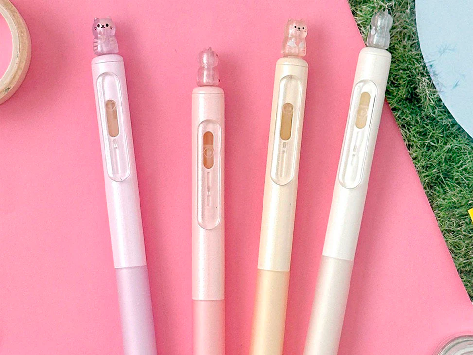 Stylo gel chat Bingle - Nacré blanc - Image 3