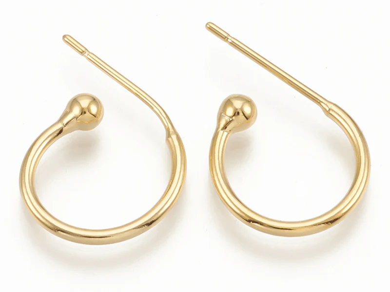 Créoles -15 mm -  laiton doré à l'or fin 24K - Image 2