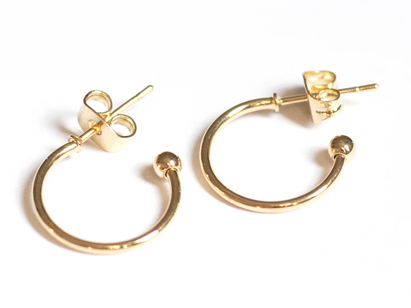 Créoles -15 mm -  laiton doré à l'or fin 24K - Image 4