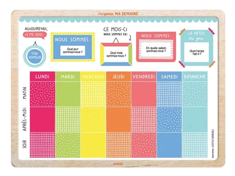 Tableau J'organise ma semaine - Auzou