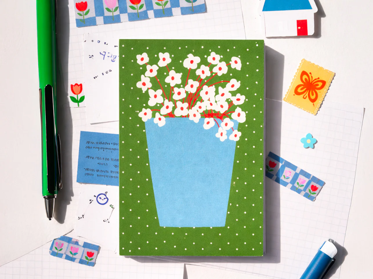 Mini bloc memo fleurs blanches - Fruit fries Design Lab - Image 2